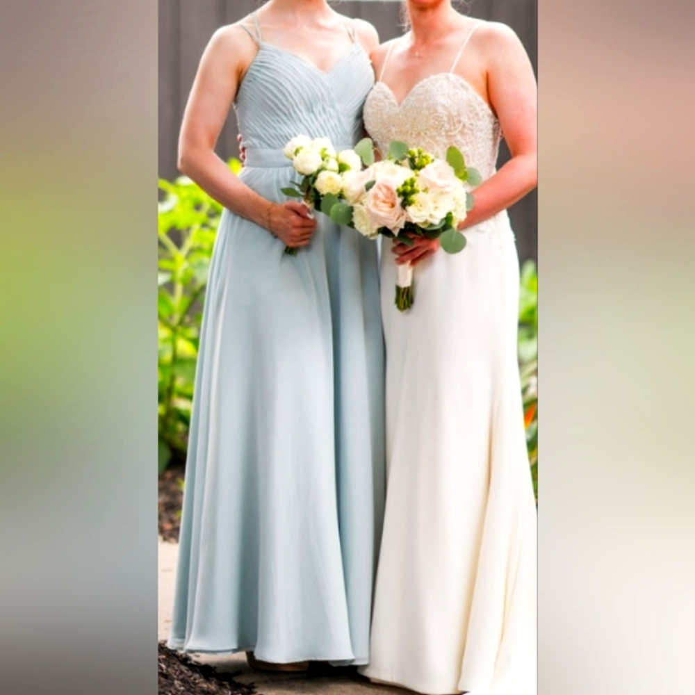 Sage Green/Blue Sleeveless Sweetheart Gown for Weddings